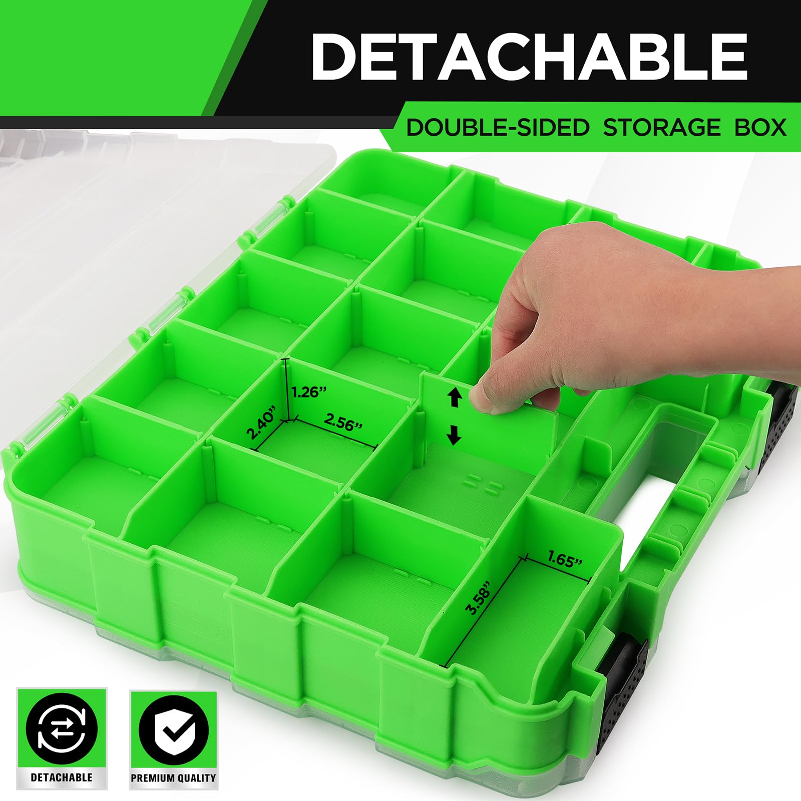Small Parts Tool Box Organizer, 2-Packs Double-sided 34